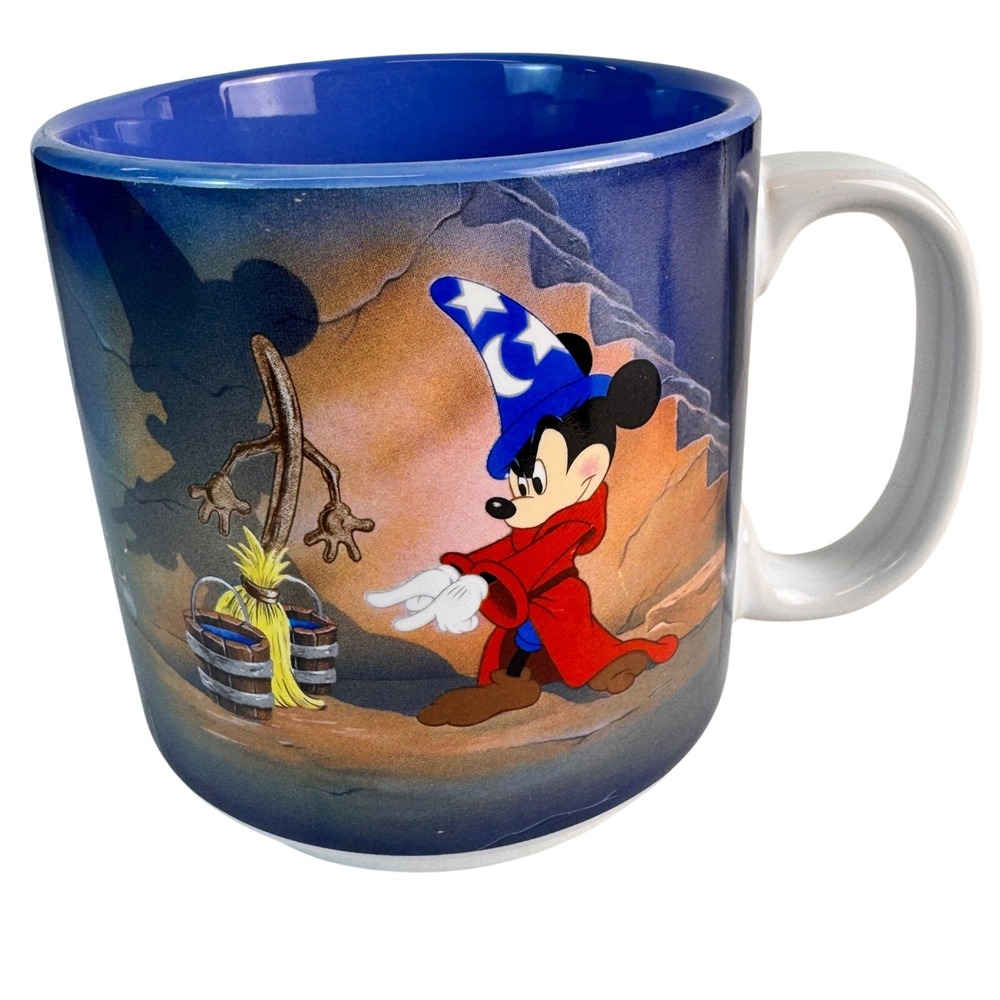 Disney Fantasia Sorcerer Mickey Mouse Yen‎ Sid Ceramic Coffee Mug Blue White